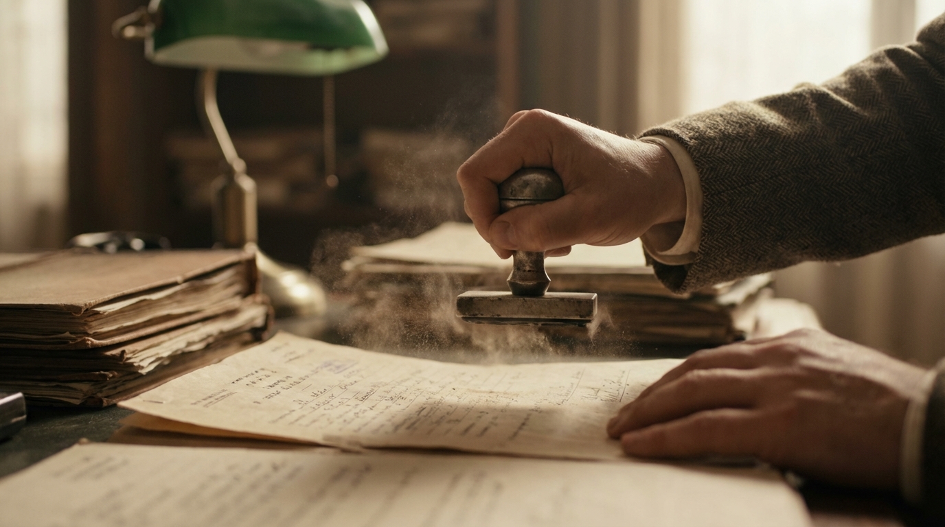 יד המחתימה מסמך רשמי, המייצגת את ההליכים הבירוקרטיים בקניית נכס בקפריסין