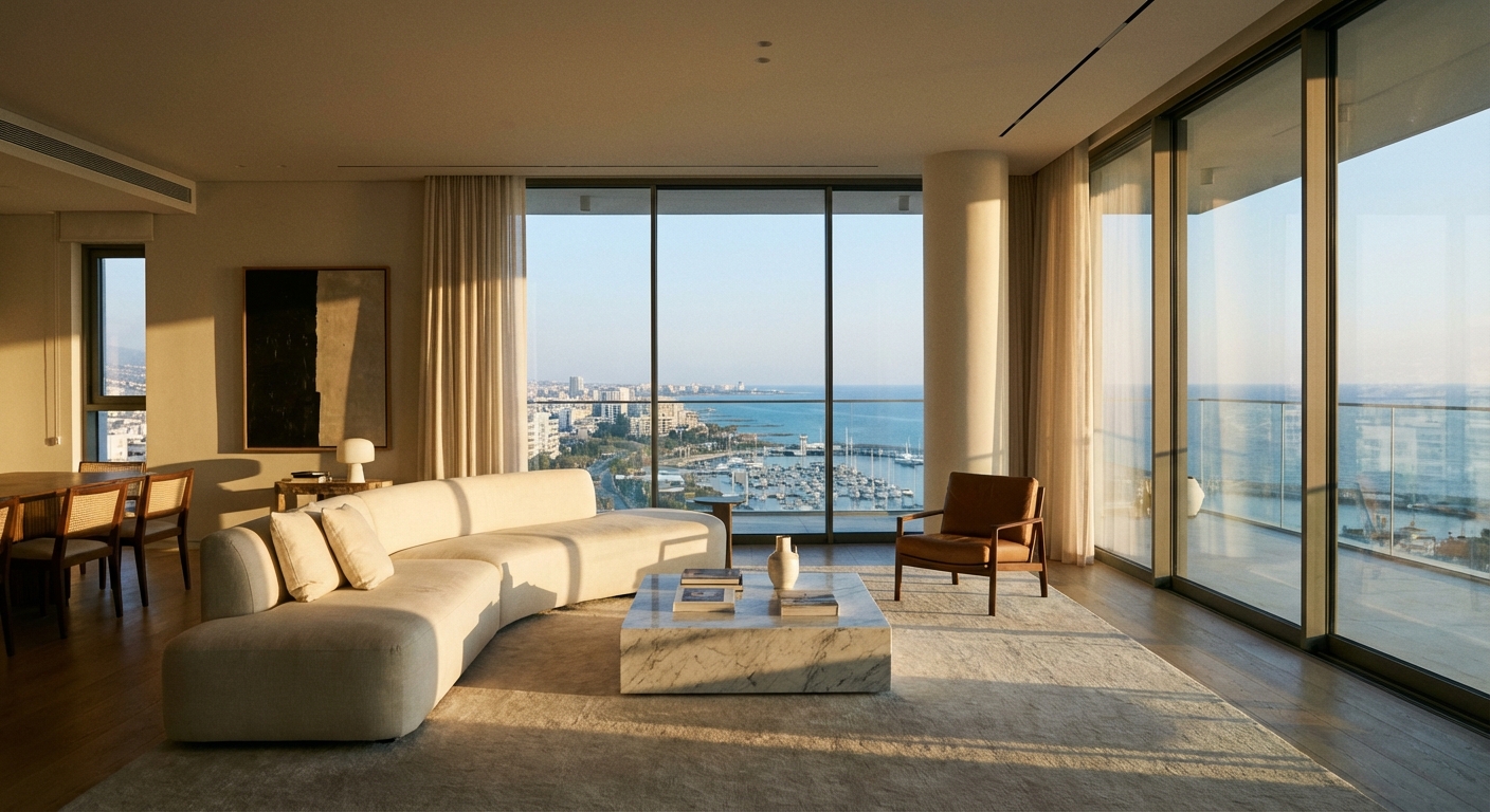 עיצוב פנים מודרני ויוקרתי בדירת פנטהאוז בלימסול