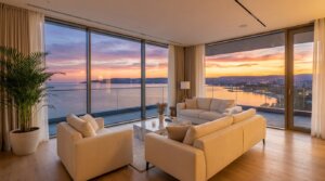 נוף מחלון של דירת יוקרה להשקעה בבולגריה המשקיפה על הים השחור