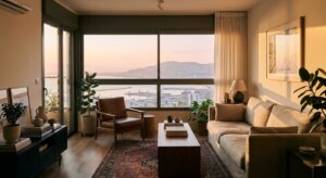 דירת Airbnb מסוגננת בחיפה המשקיפה על הנמל, המדגימה פוטנציאל השקעה.